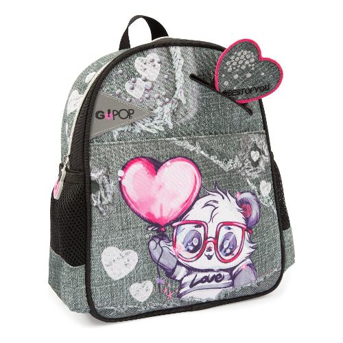 Go Pop Zainetto asilo - 10 Lt PANDERFUL Grigio e Rosa GG9Y1410