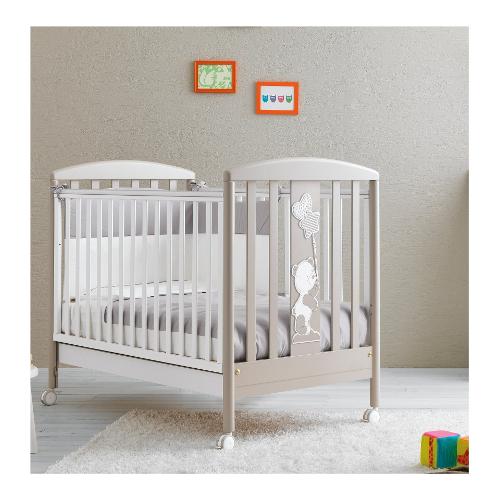 Pali Lettino infanzia ORSETTO (132,5x72,5x103cm) Bianco e Tortora 0127RST