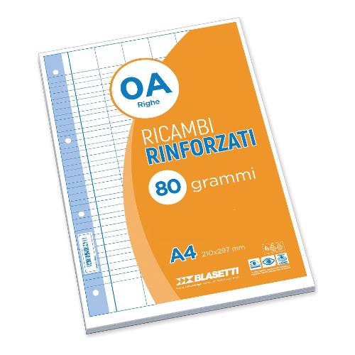 Blasetti Fogli ad anelli Rinforzati A4 A per 1° e 2° elementare 7086 Confezione da 50 fg