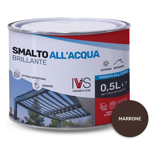 Ivs Smalto acqua brillante inodore marrone ral 8017 barattolo 500 ml FH2001R08017CO