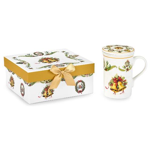 Fade Tisaniera Bone China (8x18cm) con filtro e coperchio BELLS Bianco multicolore 58642