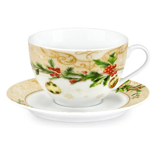 Fade Set tazze da colazione 2 pz con piatto (400ml) AGRIFOGLIO Beige multicolore 58996