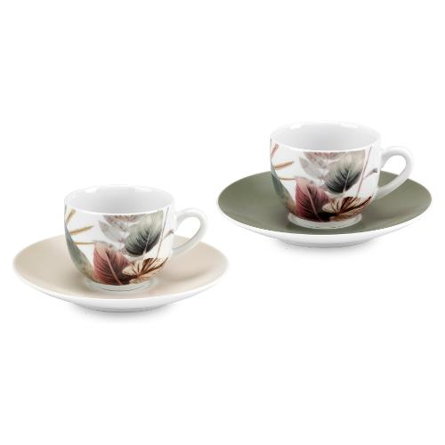 Fade Set tazzine caffè con piatto 6 pz (100ml) da caffè MALIKA Verde e Marrone 58841
