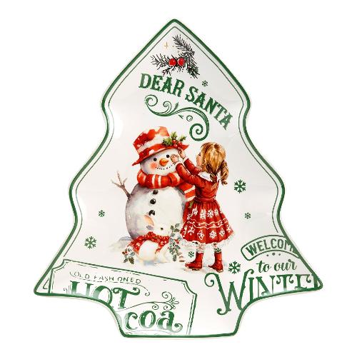 Fade Piatto natalizio (28x30 cm) Albero SUSY Bianco e Verde 58981