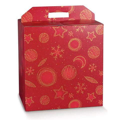 Scotton Scatola natalizia per panettone e bottiglia RED UNIVERSE Rosso e Oro (30,5x22,5x35 cm) 139199P