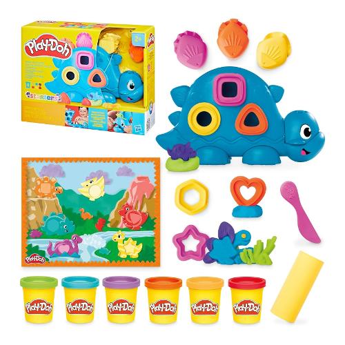 Hasbro Pasta modellabile Starter Set Dinosauro forme e colori 6 barattoli 56gr e accessori PLAY DOH G04915L00