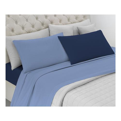 Savoltex Completo letto una piazza cotone LA 30VENTISETTE BICOLOR Azzurro e Blu