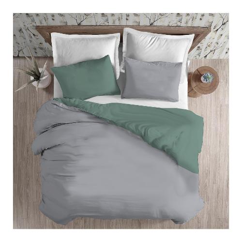 Savoltex Parure copripiumino piazza e mezza LA 30VENTISETTE BICOLOR Grigio e Verde