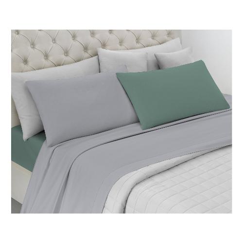 Savoltex Completo letto due piazze cotone LA 30VENTISETTE BICOLOR Grigio e Verde