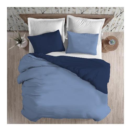 Savoltex Parure copripiumino piazza e mezza LA 30VENTISETTE BICOLOR Azzurro e Blu