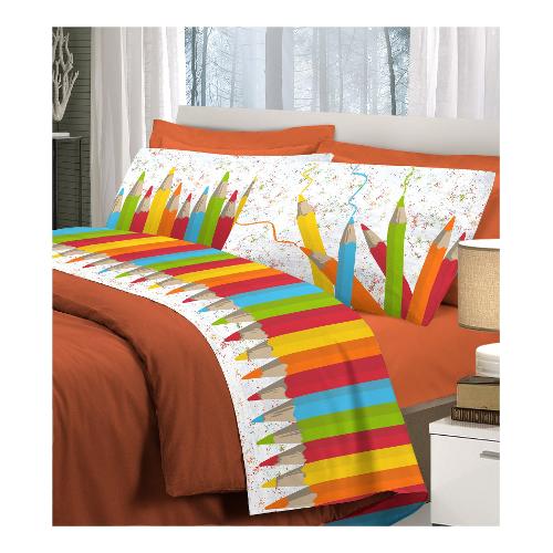 Savoltex Completo letto piazza e mezza cotone PENSIERI Matitoni