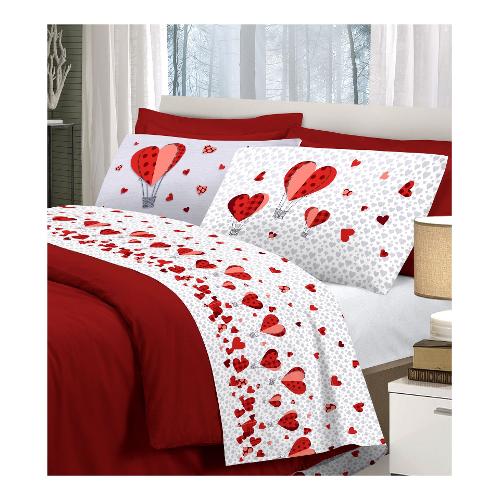 Savoltex Completo letto piazza e mezza cotone PENSIERI Mongolfiera
