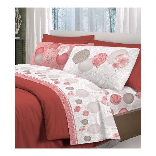 Savoltex Completo letto piazza e mezza cotone PENSIERI Palloncini rossi