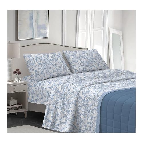 Savoltex Completo letto due piazze cotone VENEZIA Clorofilla azzurro