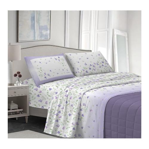 Savoltex Completo letto due piazze cotone VENEZIA Flower lilla
