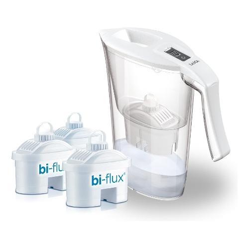 Laica Caraffa filtrante 3000 SERIES Carmen Kit con 3 filtri Bi Flux White e Clear (2,3Lt) J9082