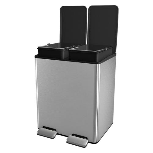 Amicasa Pattumiera differenziata (2x15 lt.) coperchio a pedale Inox satinato Art.14