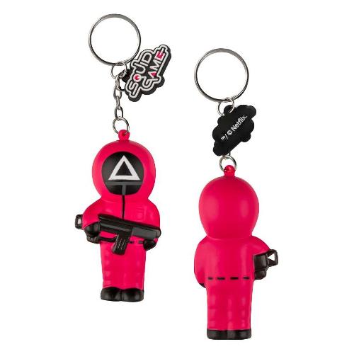Cinereplicas Porta chiavi Squishy Worker Guards Armed SQUID GAME Fucsia e Nero CR2842