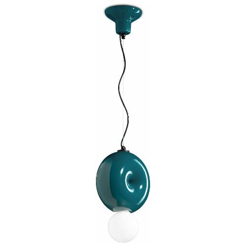 Ferroluce Sospensione BUMBUM Verde petrolio (25x128cm) C2751 VPE 1 luce - E27 - Max 53W