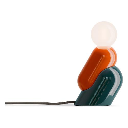 Ferroluce Lampada tavolo TATA Arancio volpe e Verde petrolio (8,6x13x22,2cm) C2820 AVP 1 luce - E27 - Max 33W