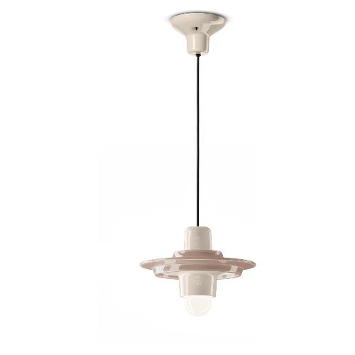 Ferroluce Sospensione VOILA Grigio sabbia e Crema (28x148cm) C2776 GSC 1 luce - E27 - Max 53W