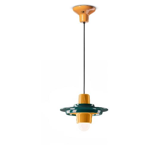 Ferroluce Sospensione VOILA Verde petrolio e Giallo (28x148cm) C2776 PGA 1 luce - E27 - Max 53W