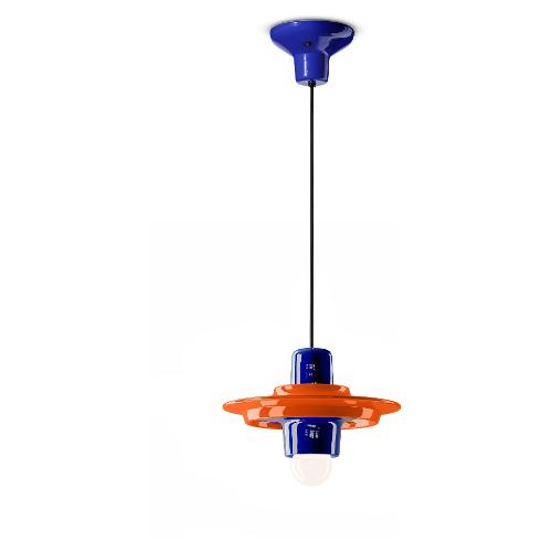 Ferroluce Sospensione VOILA Arancio volpe e Blu robot (28x148cm) C2776 ABR 1 luce - E27 - Max 53W
