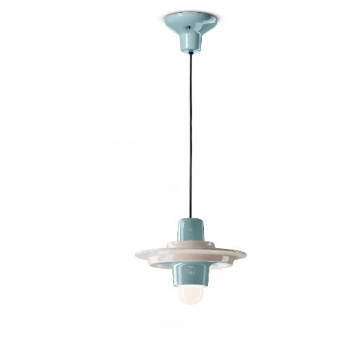 Ferroluce Sospensione VOILA Azzurro e Crema (28x148cm) C2776 ACR 1 luce - E27 - Max 53W