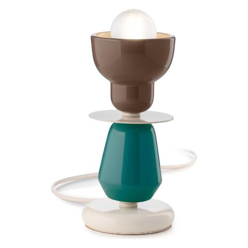 Ferroluce Lampada tavolo BERIMBAU Marrone moka e Turchese (12x24cm) C2604 MOT 1 luce - E27 - Max 53W