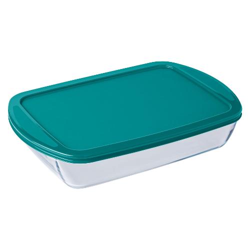 Pyrex Pirofila Vetro borosilicato (40x27cm) con coperchio COOK & STORE Trasparente e Verde 240P002/MA44