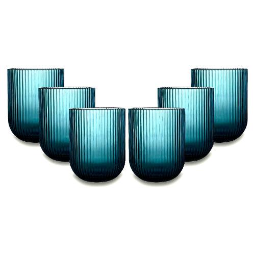Ar.Ca. Set bicchieri Acqua 6 pz Vetro (250ml) ETERNITY Blu 58807