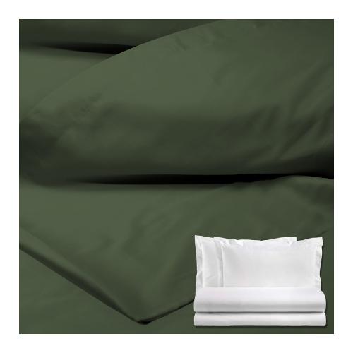 Tessitura Zambaiti Completo letto due piazze raso di cotone BRIGHT Verde 84