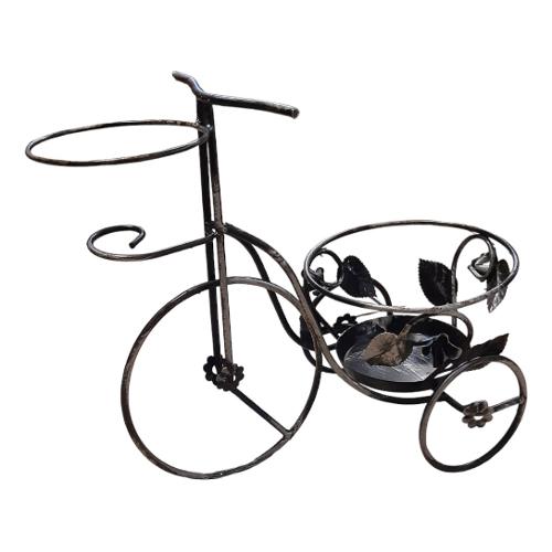 Pegoraro Porta piante biciclettina 2P d.23,5 e 19 cm ECO (47x25x43 cm) Nero e Argento 369