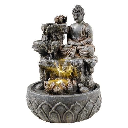 Kaemingk Fontanella Buddha con led (17x19x25cm) LUMINEO Grigio 890732
