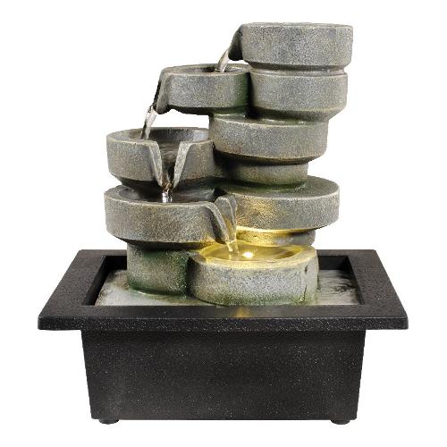 Kaemingk Fontanella Ciotoline con led (16,5x21x24cm) LUMINEO Grigio e Nero 890730