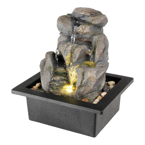 Kaemingk Fontanella Ruscello con led (21,5x18,8x24cm) LUMINEO Grigio e Nero 892517