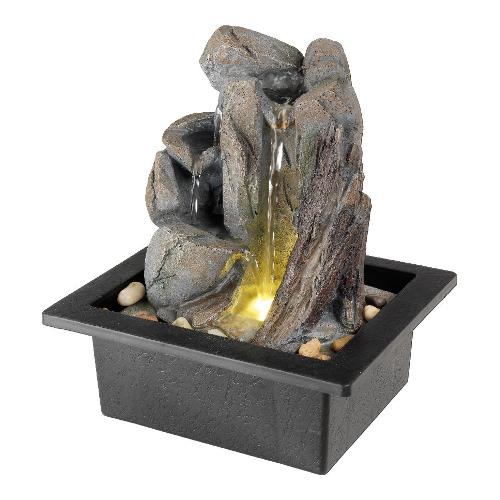 Kaemingk Fontanella Roccia con led (21,5x18,8x24cm) LUMINEO Grigio e Nero 892607