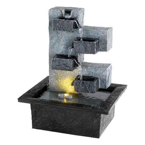 Kaemingk Fontanella con led (21x19x27cm) LUMINEO Grigio e Nero 892557