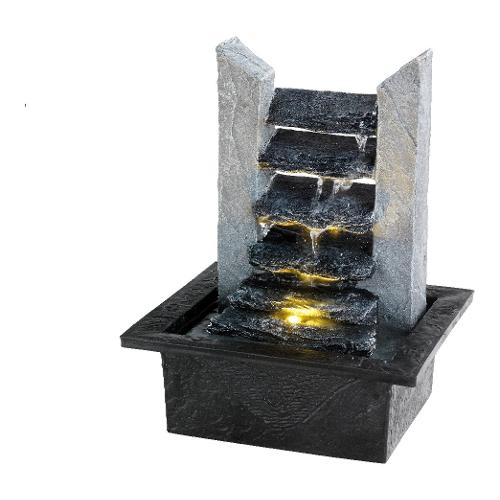 Kaemingk Fontanella con led (21x19x27cm) LUMINEO Grigio e Nero 892697