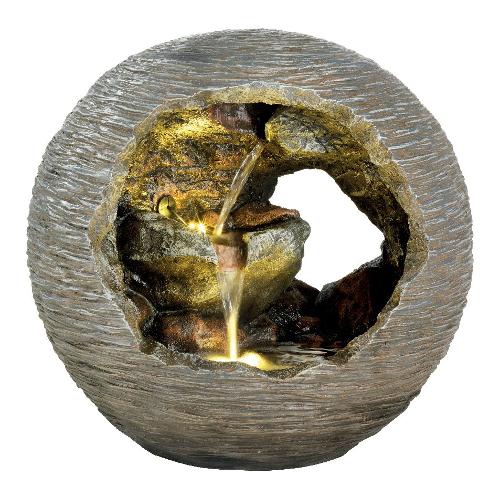 Kaemingk Fontana decorativa esterno con luce led LUMINEO Roccia Grigio pietra (48x42x48 cm) 892691