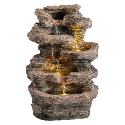 Kaemingk Fontana decorativa esterno con luce led LUMINEO Roccia Grigio pietra (27x21x39 cm) 892905