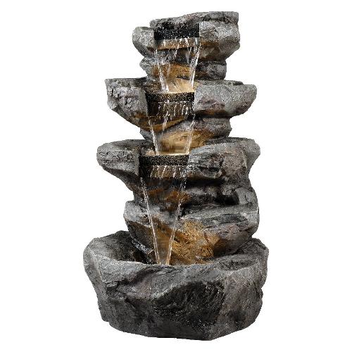 Kaemingk Fontana decorativa esterno con luce led LUMINEO Roccia Grigio (60x50x101 cm) 896134