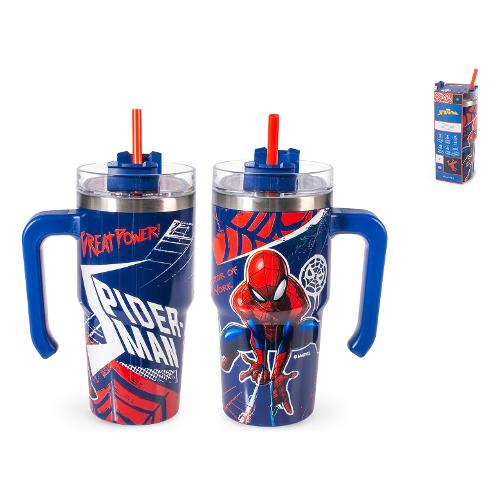 H&H Tazza termica Mug con cannuccia inox (600ml) MARVEL SPIDERMAN 9024814
