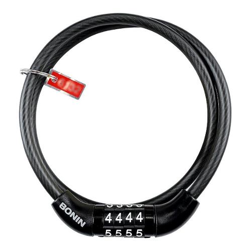Bonin Lucchetto bici cavo combinazione 4 dischi (65x0,6cm) Nero ILL351