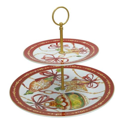 Brandani Alzata (27x24cm) 2 piani GIOCHI DI LUCI Rosso multicolor 89698