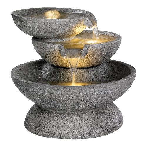 Kaemingk Fontana decorativa esterno con luce led LUMINEO Ciotole Grigio (54x43x38 cm) 895713