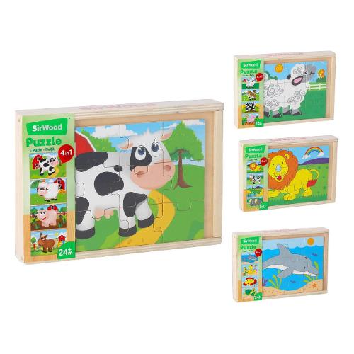 Globo Puzzle 12 pz 4 in 1 24m+ (20x13cm) SIR WOOD Assortito 42876