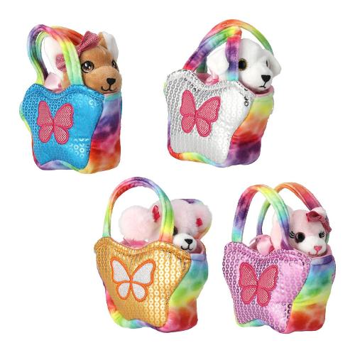 Globo Peluche Cane o Gatto in borsetta (9cm) PELUX Assortito 83423