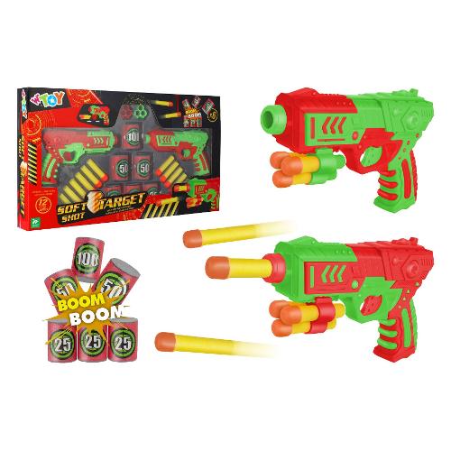 Globo Pistola blaster 2 pz Soft Shot Target con 12 colpi e bersagli W’TOY 42447