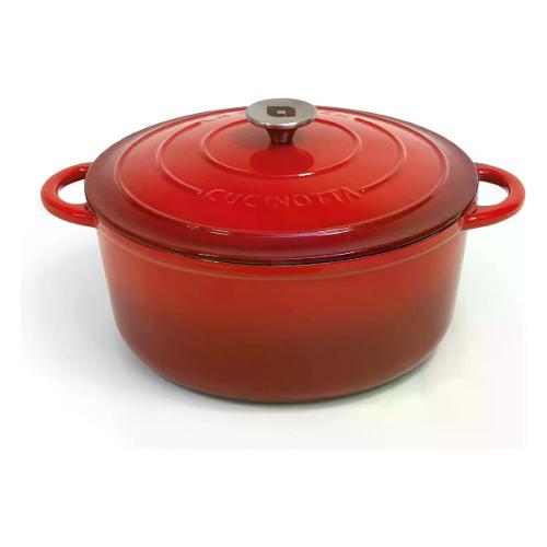 Nordica Pentola con coperchio ghisa (28x18cm) CUCINOTTA Rosso 7019005